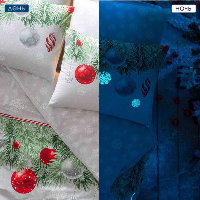 Постельное белье Tac светящееся "Snowflake", 2-х спальное (евро)