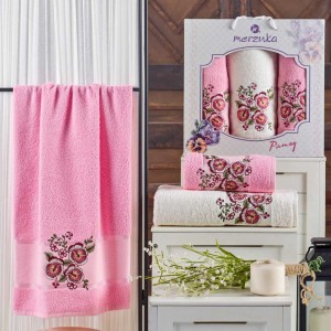 Комплект полотенец MERZUKA "PANSY", 50x90-70x140 см, розовый