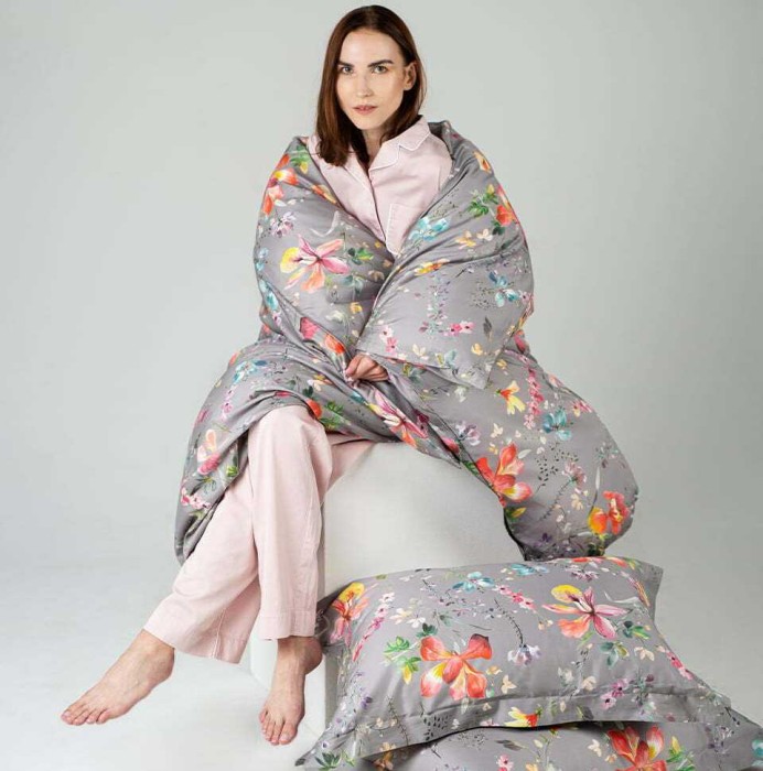 Постельное белье DecoFlux "Weekend Blooms", 2-х спальное, серый