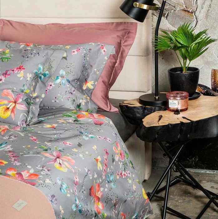 Постельное белье DecoFlux "Weekend Blooms", 2-х спальное, серый