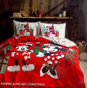 Постельное белье TAC DISNEY "MINNIE & MICKEY CHRISTMAS", 2-х спальное (евро)