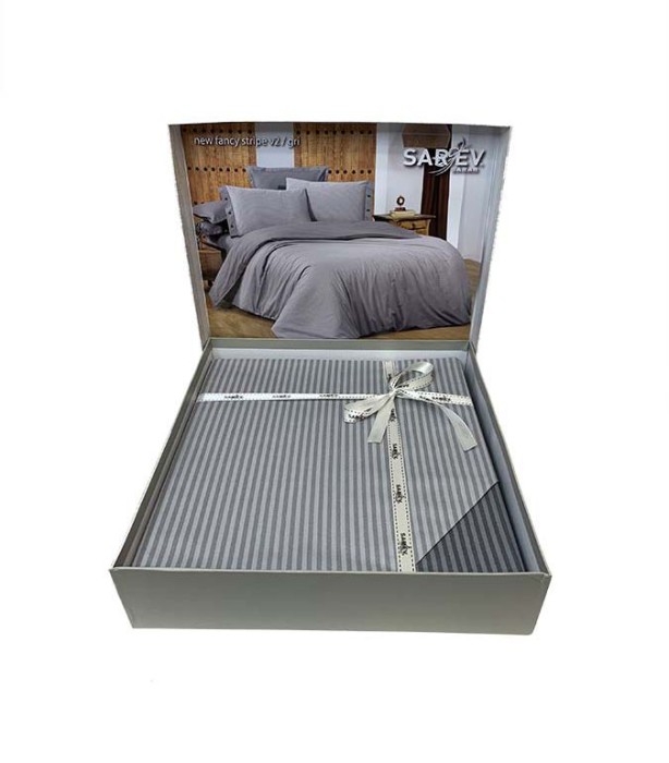 Постельное белье Sarev страйп "New Fancy", 1,5 спальное, серый