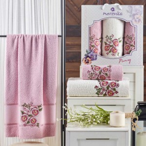 Комплект полотенец MERZUKA "PANSY", 50x90-70x140 см, светло-розовый