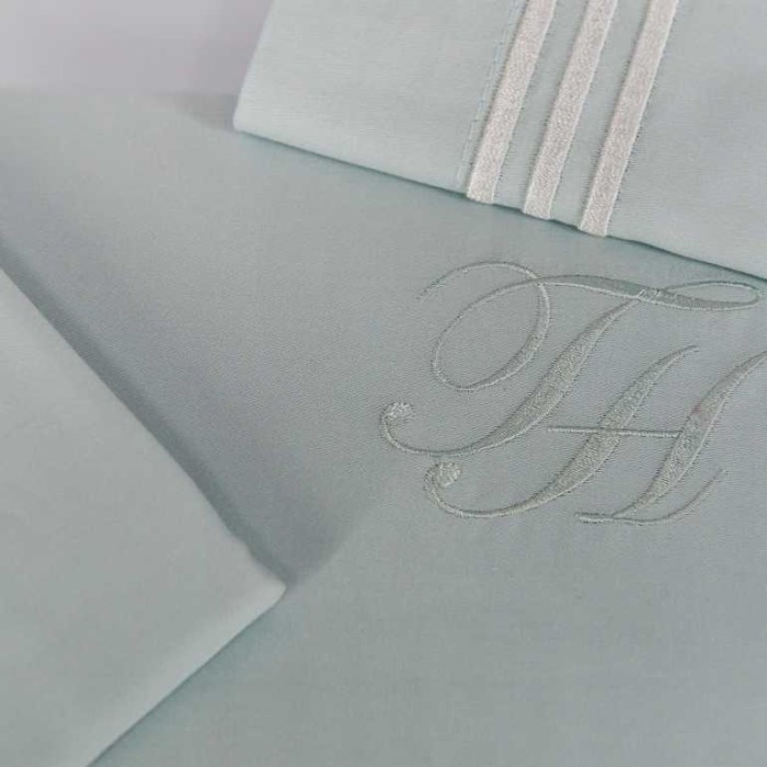 Постельное белье Tivolyo с вышивкой "Line", 2-х спальное (евро), бирюзовый