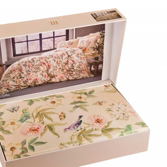 Постельное белье Tivolyo Deluxe "Lotus", 1,5 спальное, кремовый