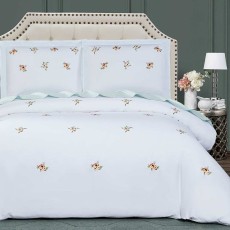 Постельное белье Arya Deluxia с вышивкой "ZELAL", 2-х спальное (евро), белый