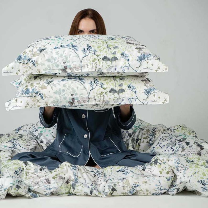 Постельное белье DecoFlux "Silky Poems", 2-х спальное (евро), зеленый