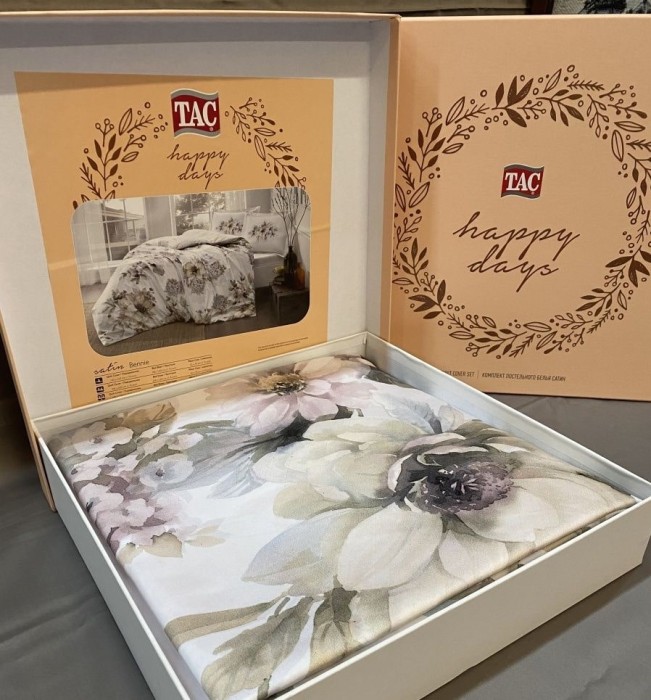 Постельное белье Tac Saten "Bennie", 1,5 спальное, бежевый