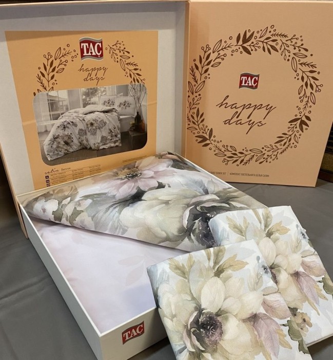 Постельное белье Tac Saten "Bennie", 1,5 спальное, бежевый