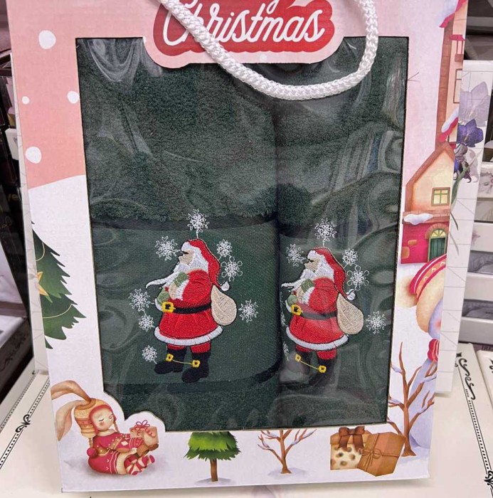 Набор полотенец "Merry Christmas" ДМ, 2 шт, зеленый
