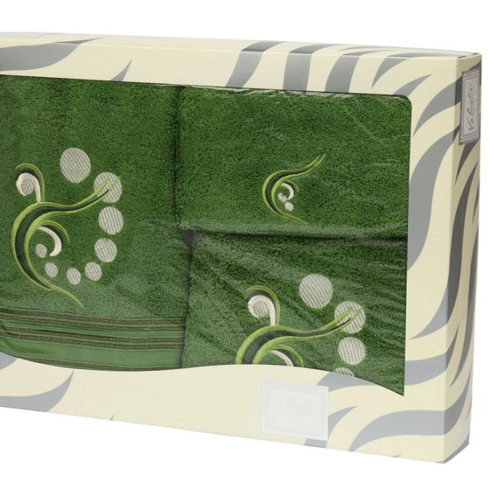 Комплект полотенец Valentini "81030", 1135, 3 шт, зеленый