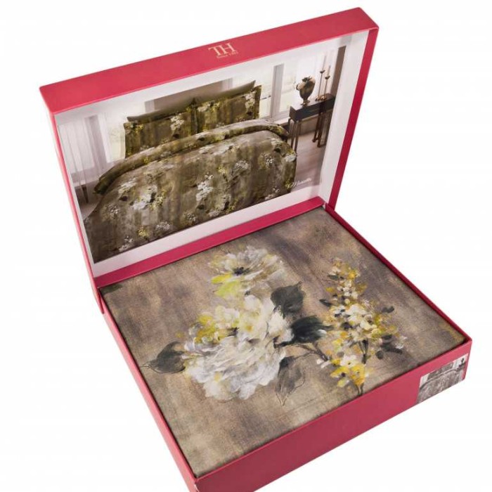 Постельное белье Tivolyo Deluxe "Marietta", 2-х спальное (евро), серый