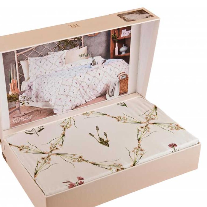 Постельное белье Tivolyo Deluxe "Mirabel", 2-х спальное (евро), белый