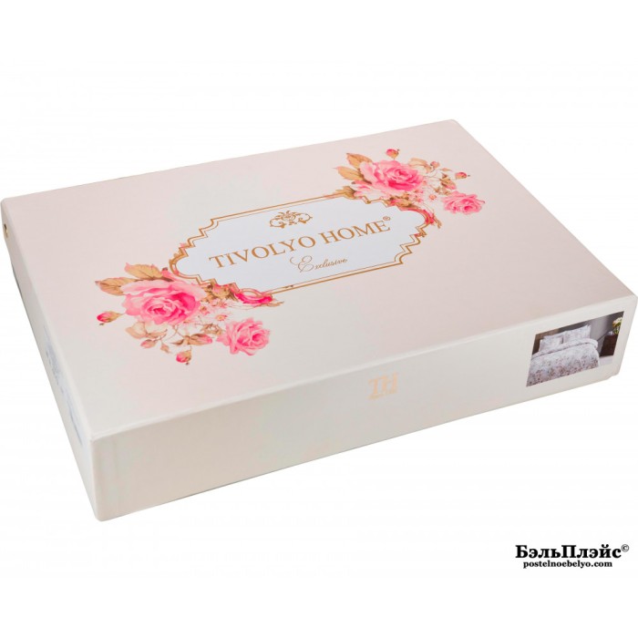 Постельное белье Tivolyo Deluxe "Mirabel", 2-х спальное (евро), белый