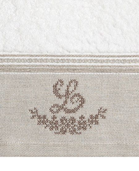 Полотенце Luxberry с вышивкой "Lovely New", 70x140 см, белый-стоне