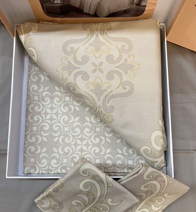 Постельное белье Tac Saten "Angel", 2-х спальное (евро), золотистый