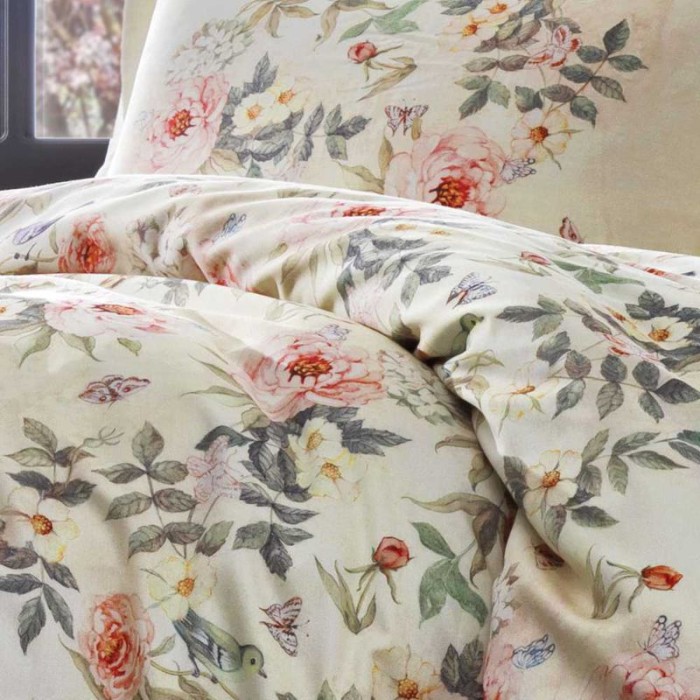 Постельное белье Tivolyo Deluxe "Lotus", 2-х спальное (евро), экрю