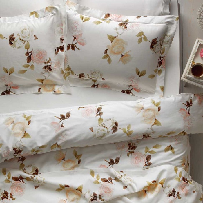 Постельное белье Tivolyo Deluxe "Poem", 2-х спальное (евро), кремовый