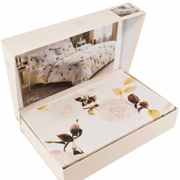 Постельное белье Tivolyo Deluxe "Poem", 2-х спальное (евро), кремовый