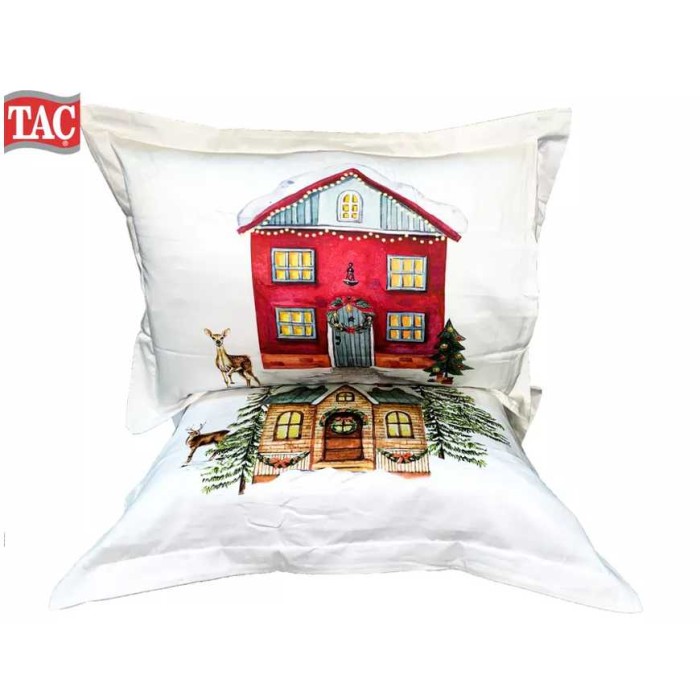 Постельное белье Tac двустороннее "Santa", 2-х спальное (евро), красный