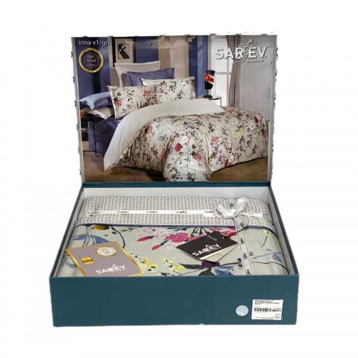 Постельное белье Sarev "Irina", семейное, серый