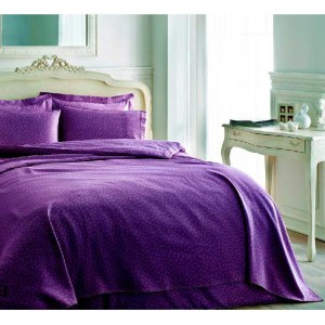 Постельное белье TIVOLYO сатин Deluxe "PUNTO", 1,5 спальное, фиолетовый