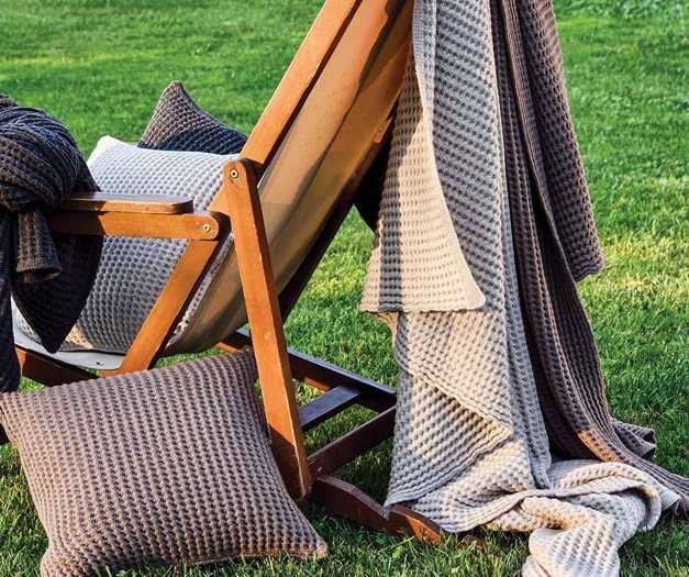 Плед Hamam шерсть "Dimension Waffle", 130x180 см, слоновая кость