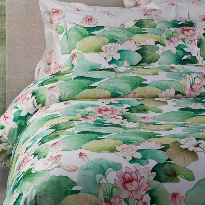Постельное белье Mirabello "Lily Flower", 2-х спальное (евро), зеленый