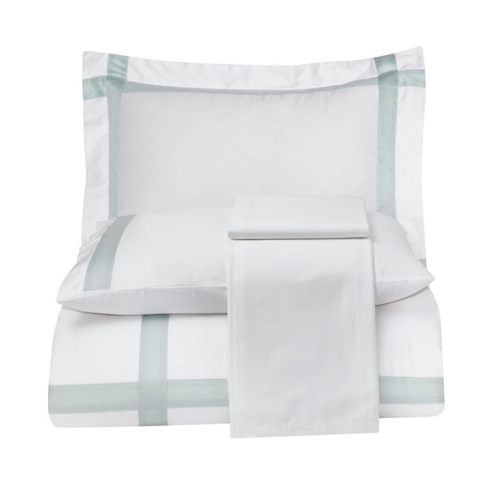 Постельное белье Tivolyo с вышивкой "Banda", семейное, крем-бирюзовый