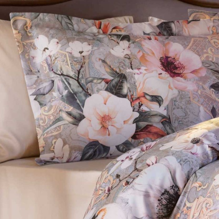 Постельное белье Tivolyo Deluxe "Marigold", семейное, серый