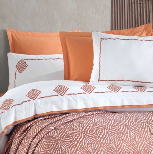 Постельное белье Hobby с покрывалом "Romeo Greek", 2-х спальное (евро), терракотовый