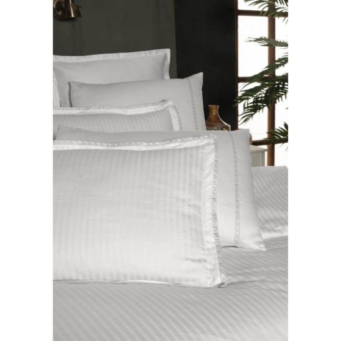 Постельное белье Sarev страйп "Jacquard", 2-х спальное (евро), белый