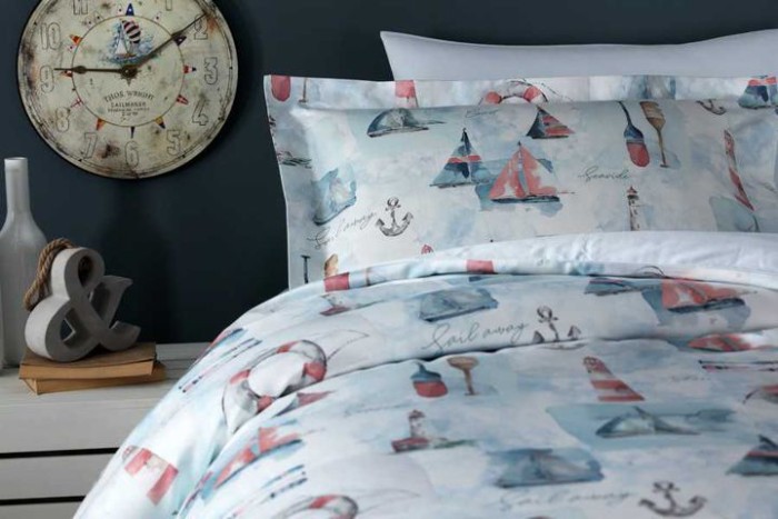 Постельное белье Tivolyo подростковое "Marin", 1,5 спальное, голубой