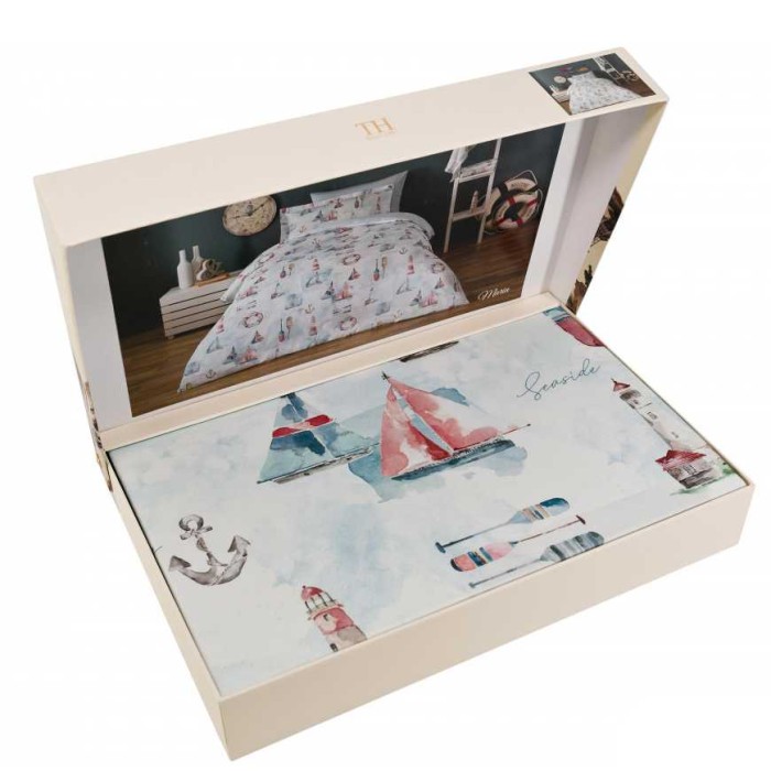 Постельное белье Tivolyo подростковое "Marin", 1,5 спальное, голубой