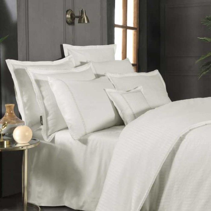 Постельное белье Sarev страйп "Jacquard", 2-х спальное (евро), экрю