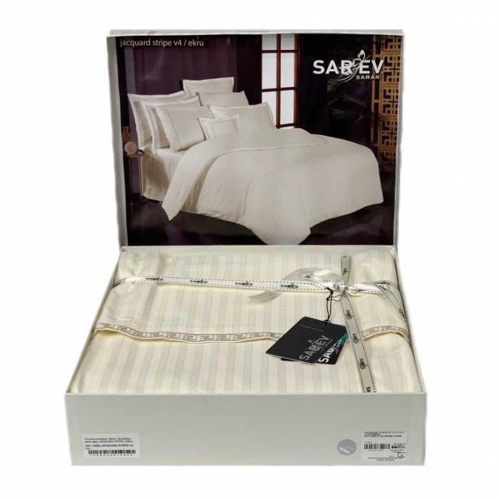 Постельное белье Sarev страйп "Jacquard", 2-х спальное (евро), экрю