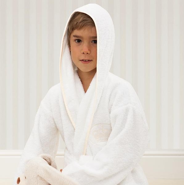 Халатик Luxberry "Queen", 9/10 лет, белый, бежевый