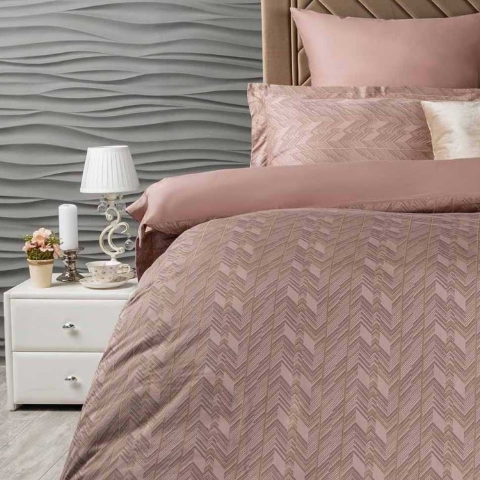 Постельное белье Arya Majestik бамбук "Ria", семейное, персиковый