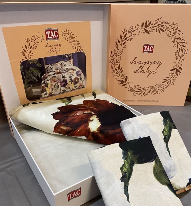 Постельное белье Tac Saten "Alessa", семейное, желтый