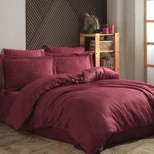 Постельное белье Hobby "Cizgili", 2-х спальное (евро), бордовый