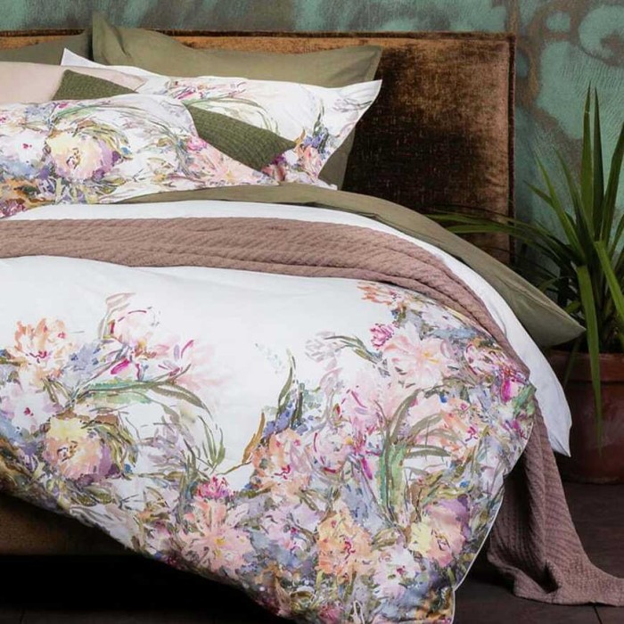 Постельное белье DecoFlux "Floral Sense", 2-х спальное (евро), белый