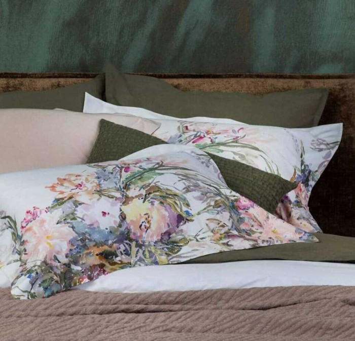 Постельное белье DecoFlux "Floral Sense", 2-х спальное (евро), белый