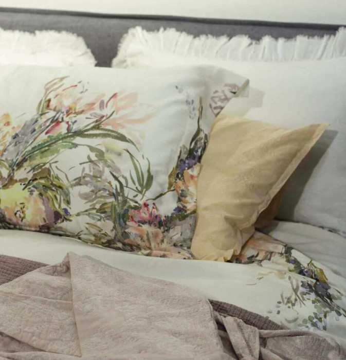 Постельное белье DecoFlux "Floral Sense", 2-х спальное (евро), белый