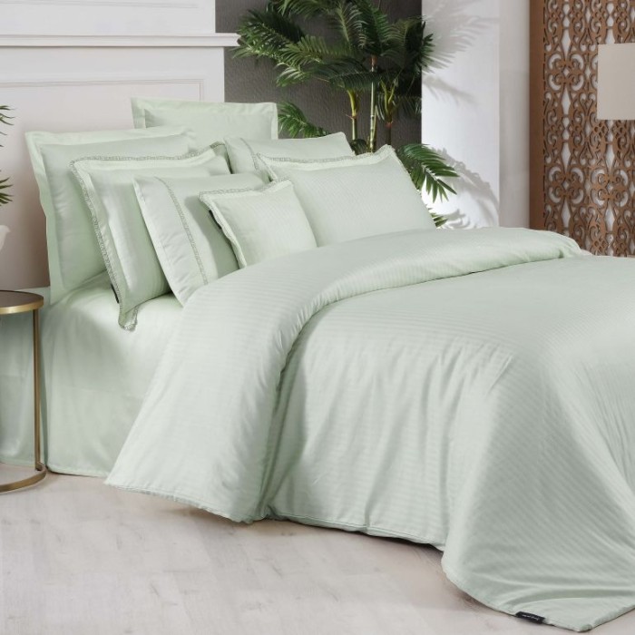 Постельное белье Sarev страйп "Jacquard", 2-х спальное (евро), зеленый