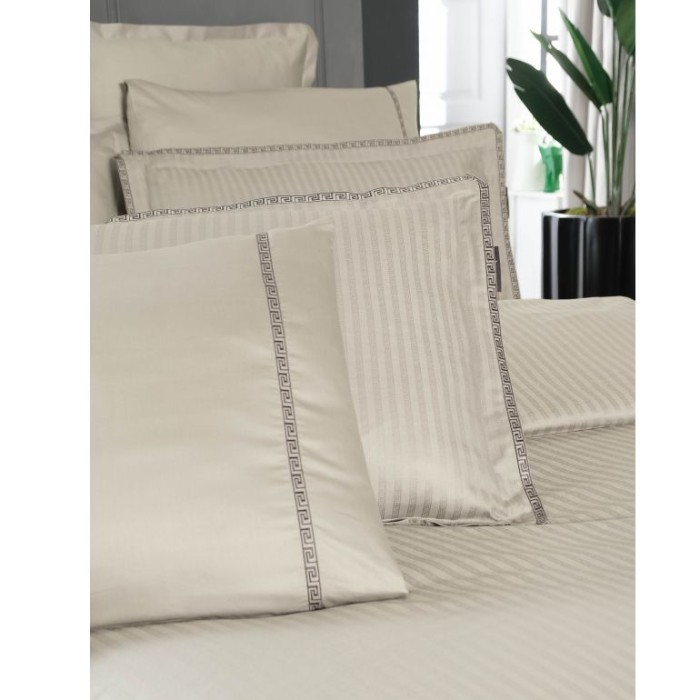 Постельное белье Sarev страйп "Jacquard", 2-х спальное (евро), бежевый