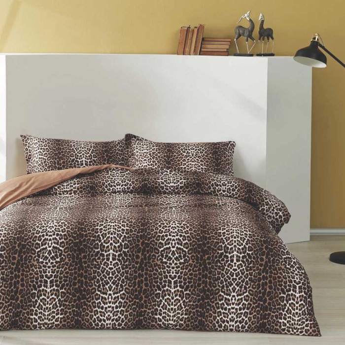 Постельное белье Tac Saten "Leopard", 1,5 спальное, коричневый