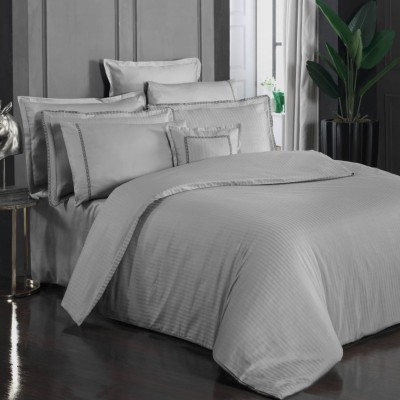 Постельное белье Sarev страйп "Jacquard", 2-х спальное (евро), серый