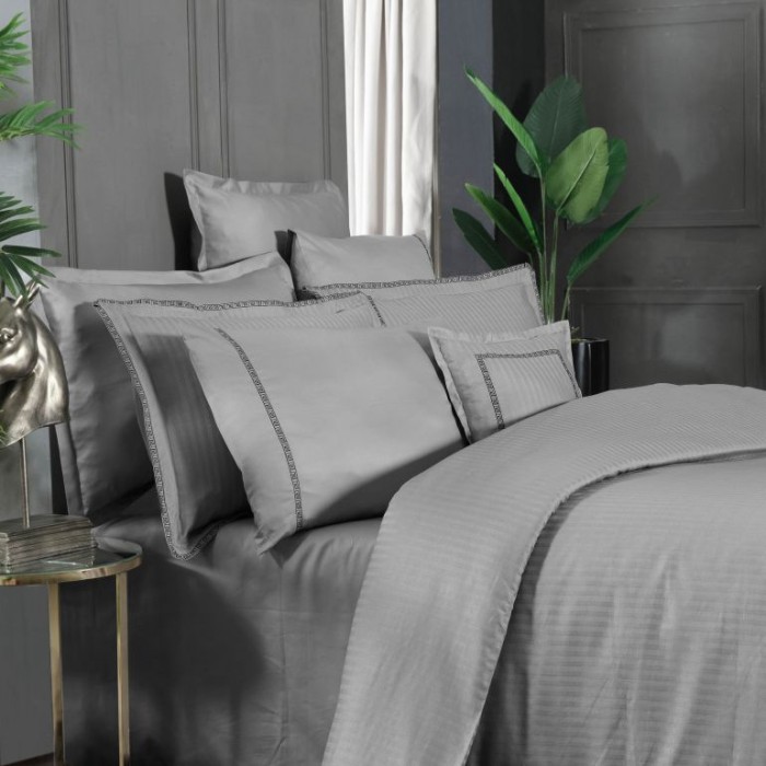 Постельное белье Sarev страйп "Jacquard", 2-х спальное (евро), серый