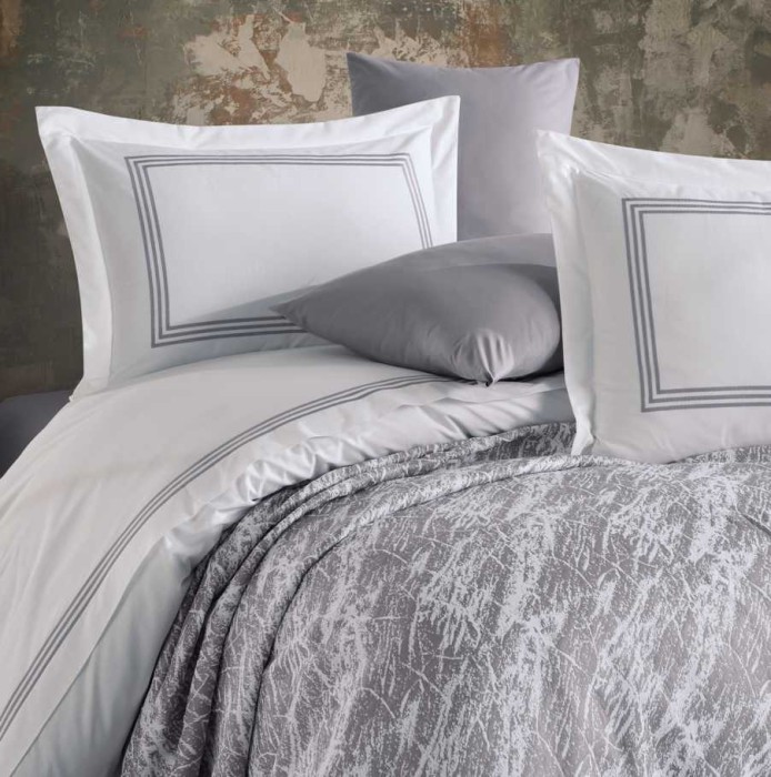 Постельное белье Hobby с покрывалом "Romeo Stone", 2-х спальное (евро), серый