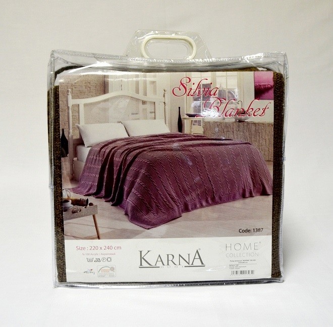 Плед вязаный Karna "Silvia", 220x240 см, кофейный